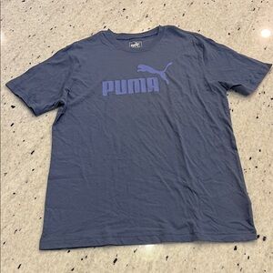PUMA Men's Blue Tee with Purple Logo